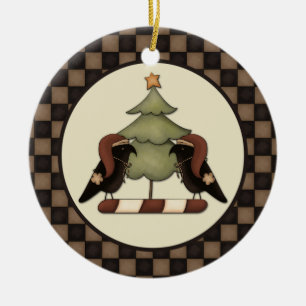 Primitive Crows and Tree From Our House To Yours Ceramic Tree Decoration