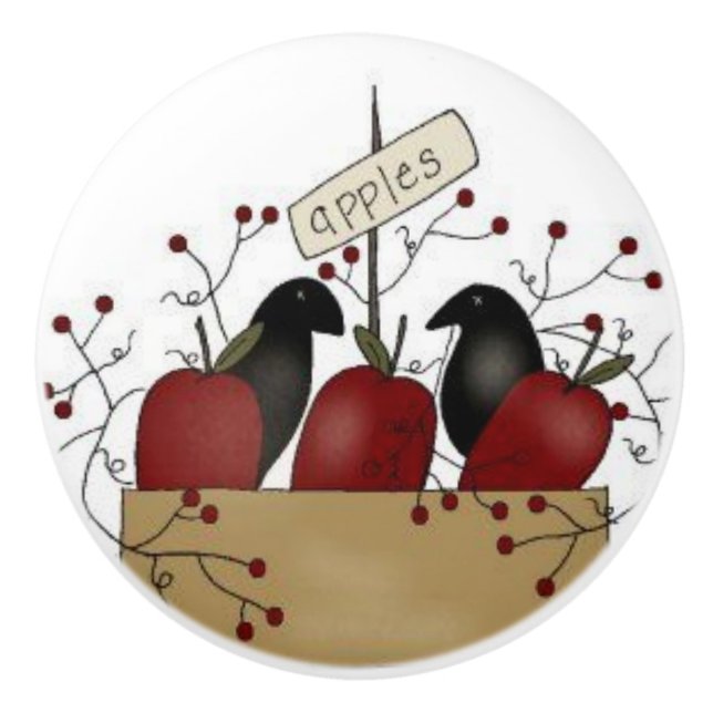 Primitive Crows Ceramic Knob (Front)