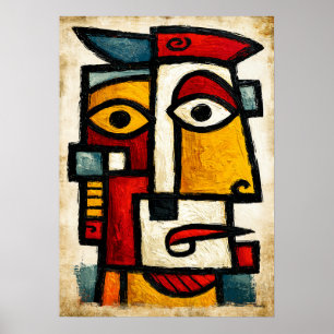 Primitive Cubist Character 1 Bold Abstract Art Poster