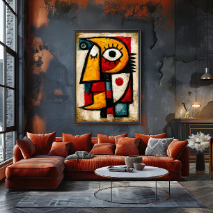 Primitive Cubist Dreamer Bold Abstract Geometric Poster