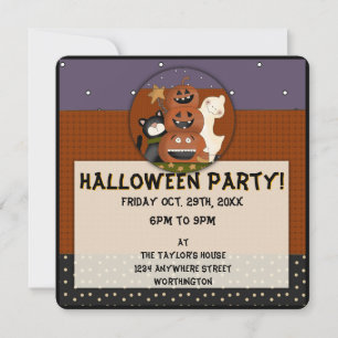 Primitive Cute Kid's Halloween Party Invitation