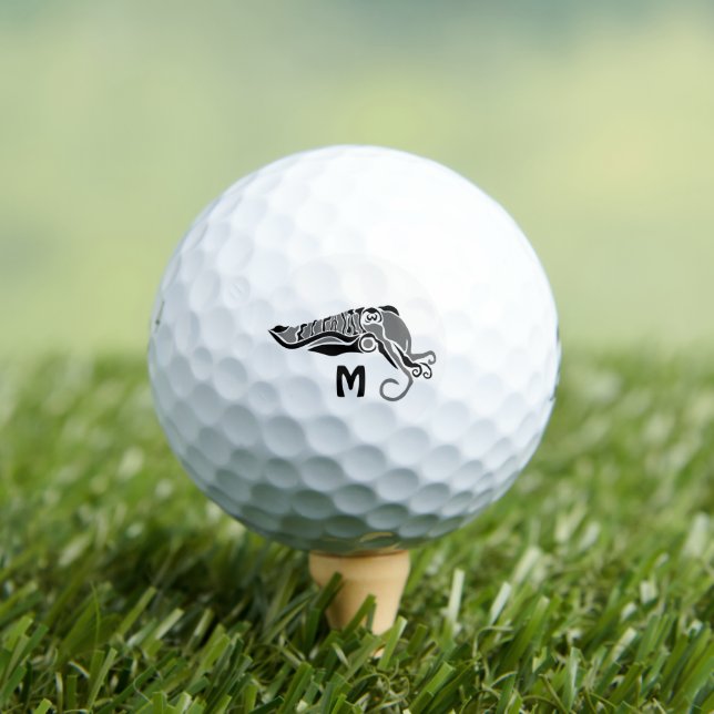 Primitive Cuttlefish in a Dark Stencil Style Golf Balls (Insitu Tee)
