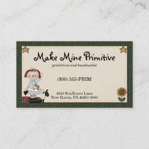 Primitive Doll with Gold Star Business Card