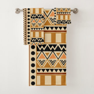 Primitive Ethnic Tribal Pattern in Earth Colours  Bath Towel Set