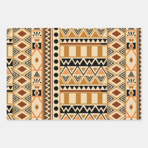 Primitive Ethnic Tribal Pattern in Earth Colours  Wrapping Paper Sheet