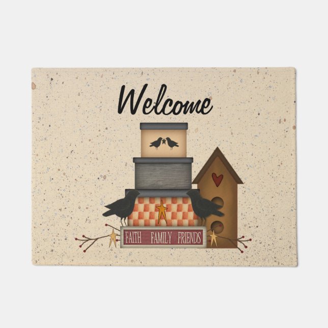 Primitive Faith Family Friends Door Mat (Front)