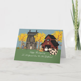 Primitive Farm Son & Girlfriend Thanksgiving Holiday Card