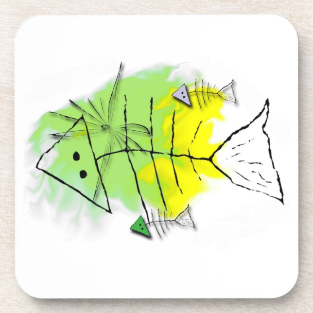 Primitive Fish Cork Coaster (Front)