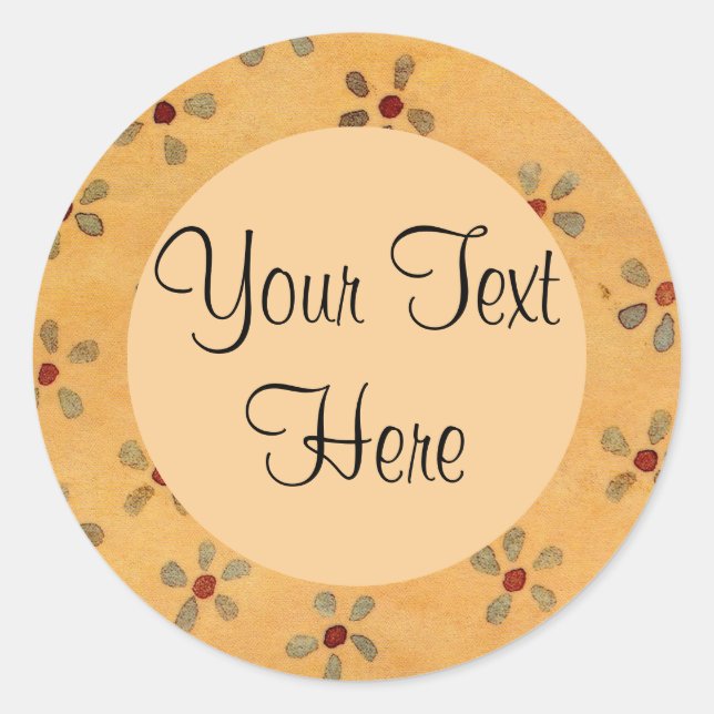 Primitive Floral Round Sticker (Front)