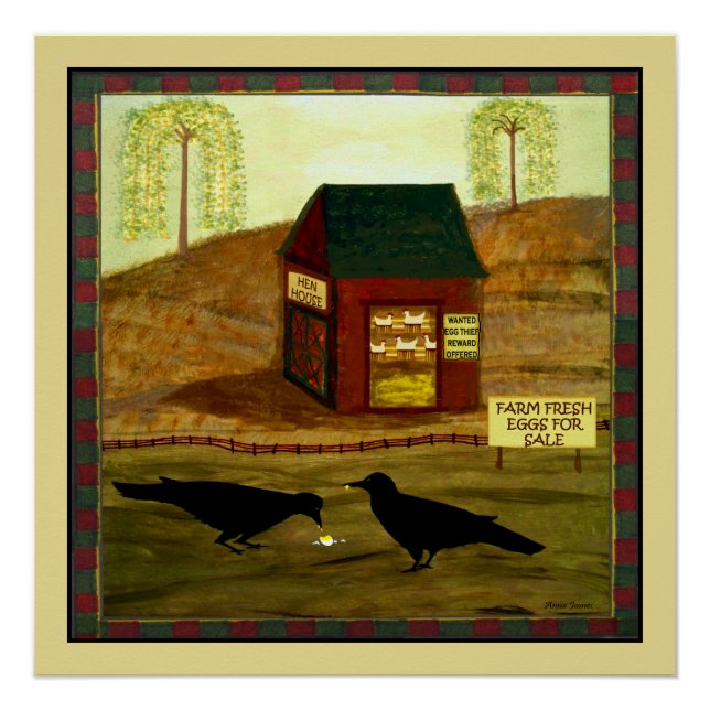 Primitive Folk Art Bandit's Breakfast Poster (Front)