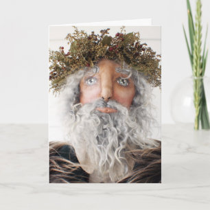 Primitive Folk Art Doll Christmas Card - Santa
