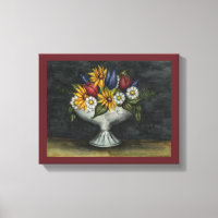 Primitive Folk Art Floral Canvas Art Print