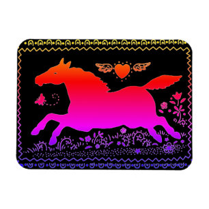 PRIMITIVE FOLK ART RUNNING HORSE EQUINE SILHOUETTE MAGNET