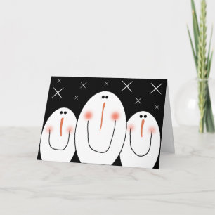Primitive Folk Art Snowman Holiday Card