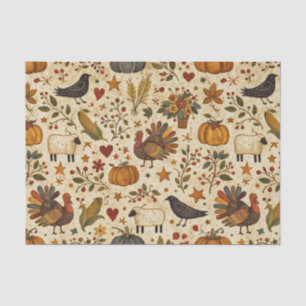 Primitive Folk Art Thanksgiving Tissue Paper