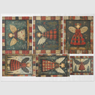 Primitive Folkart Christmas Angels Tissue Paper