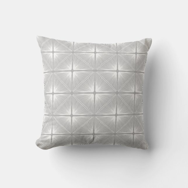 Primitive Geometric Strings in Grey and White Cushion (Front)