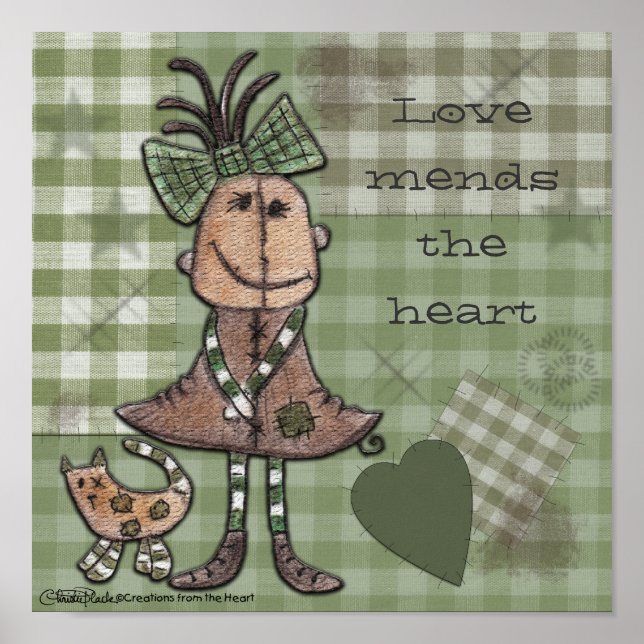 Primitive girl and cat poster (Front)