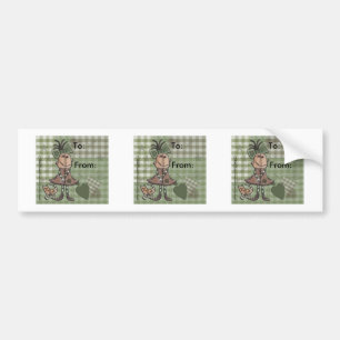 Primitive Girl and Cats Bumper Sticker