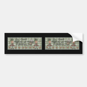 Primitive Girl and Cats Bumper Sticker