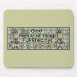 Primitive Girl and Cats Mouse Mat