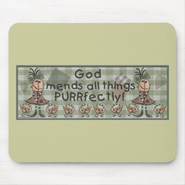Primitive Girl and Cats Mouse Mat (Front)