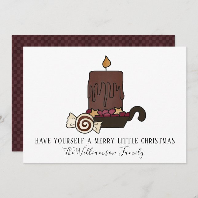 Primitive Grubby Candle and Stars Merry Christmas  Holiday Card (Front/Back)