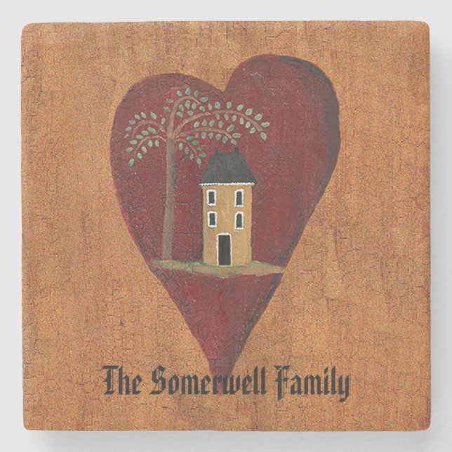 Primitive Heart Customisable Stone Coaster (Front)