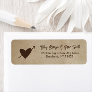 Primitive Heart Log Cabin Wedding Return Address