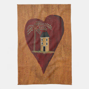 Primitive Heart Tea Towel