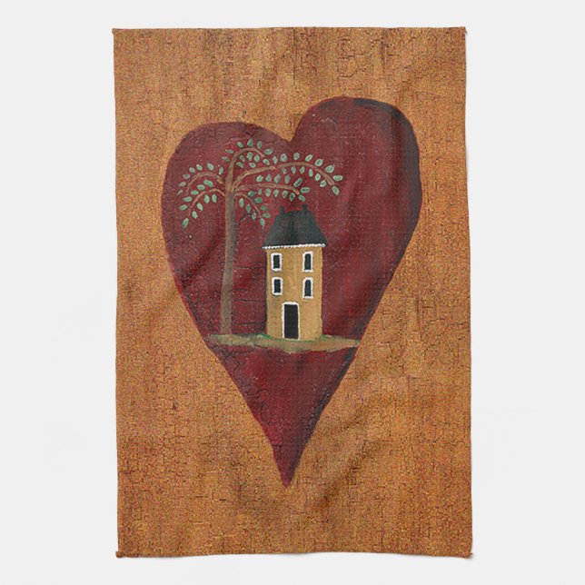 Primitive Heart Tea Towel (Vertical)