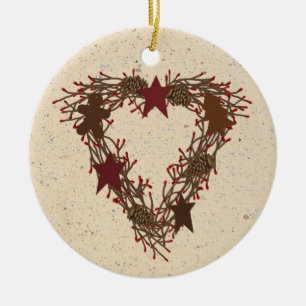 Primitive Holiday Wreath Ornament