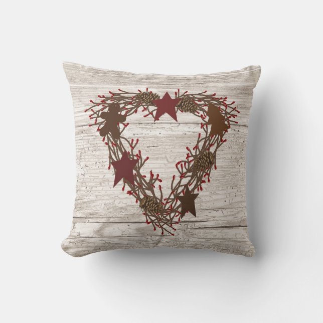 Primitive Holiday Wreath Pillow (Front)