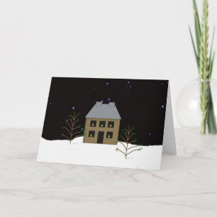 Primitive House Christmas Card