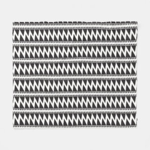 Primitive Indian Pomo Pattern Black White Fleece