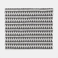 Primitive Indian Pomo Pattern Black White Fleece