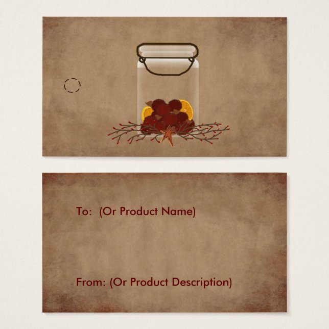 Primitive Jar Fixins Hang Tag (Front & Back)