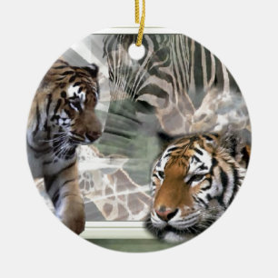 Primitive Jungle Print Christmas Ceramic Tree Decoration