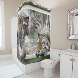 Primitive Jungle Wildlife Shower Curtain