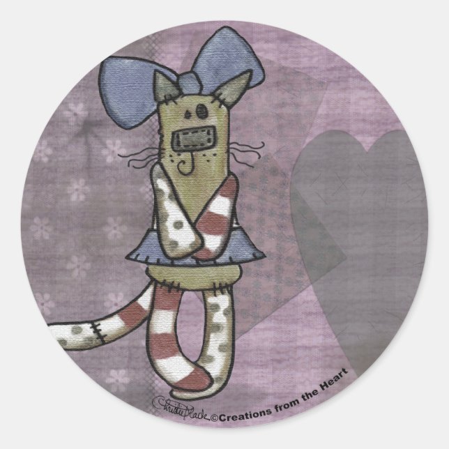 Primitive Kitty Classic Round Sticker (Front)