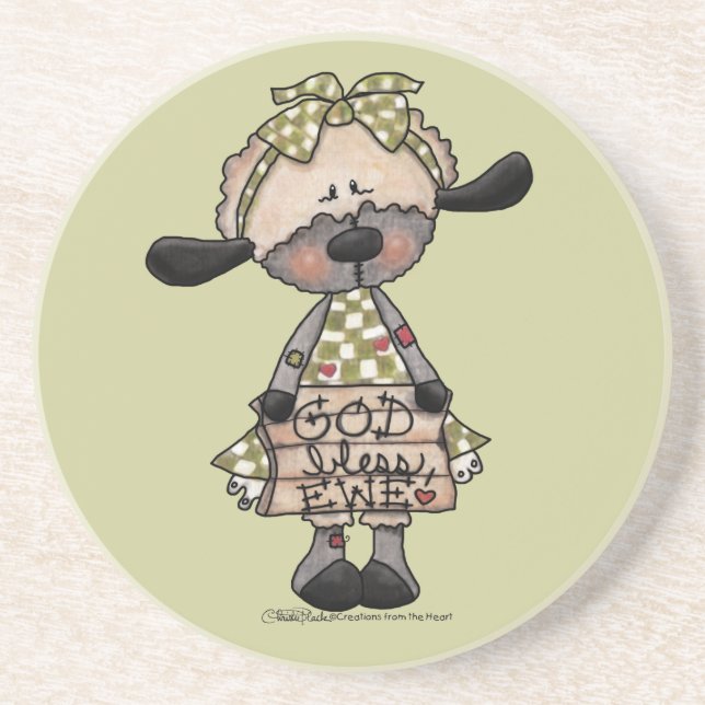 Primitive Lamb-God Bless Ewe Coaster (Front)