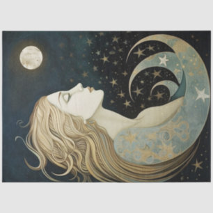 Primitive Moon Goddess Painting Decoupage Tissue Paper