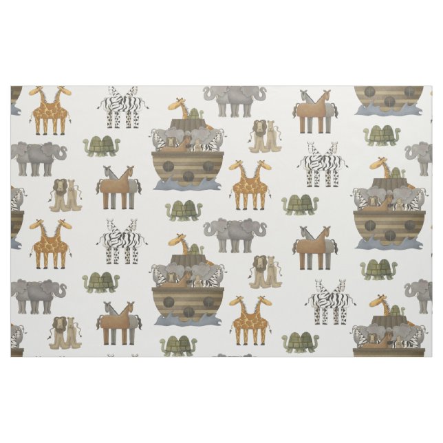 Primitive Noahs Ark Animals Fabric (Fat Quarter)