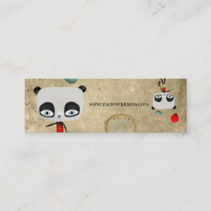 Primitive Panda bear bird fairy happy birthday Mini Business Card