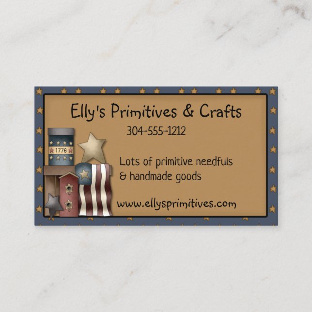 Primitive Patriotic Rustic Country Business Card (Front)