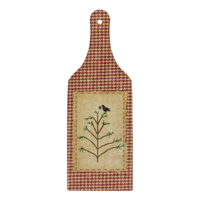 Primitive Pine Tree Glass Cutting Board (Front)