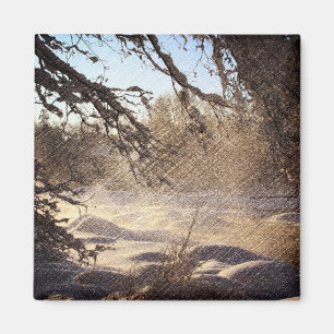 Primitive Pine Tree Woodland Winter Forest Magnet