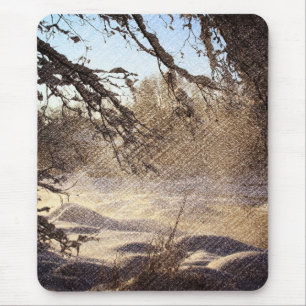 Primitive Pine Tree Woodland Winter Forest Mouse Mat