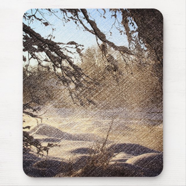 Primitive Pine Tree Woodland Winter Forest Mouse Mat (Front)