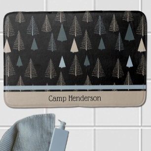 Primitive Pines on Black Bath Mat